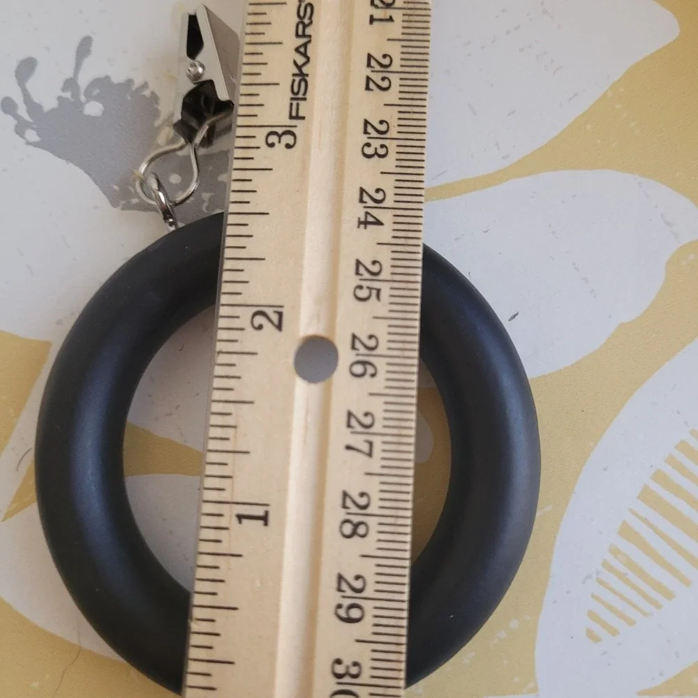 14 Black Faux Wood Drapery Ring Clips Hanging Fit 1 3/8